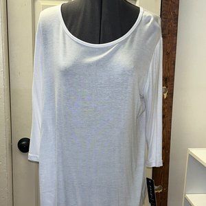 Basic long white tee shirt.